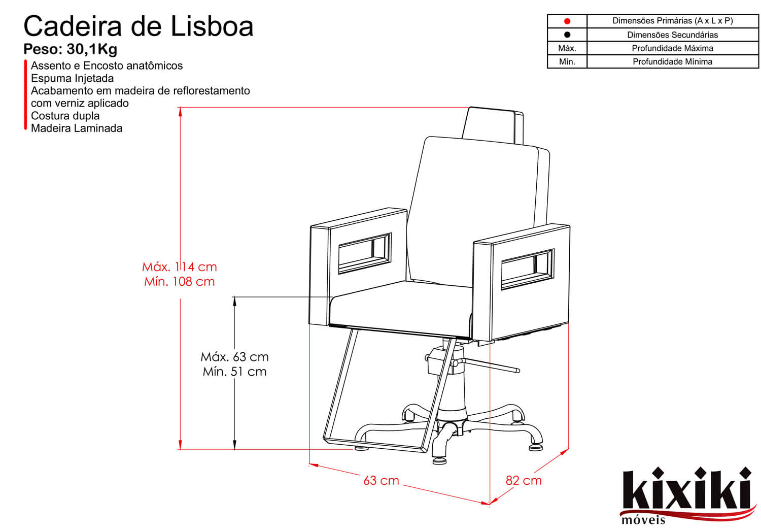 Cadeira Lisboa Desenho tecnico