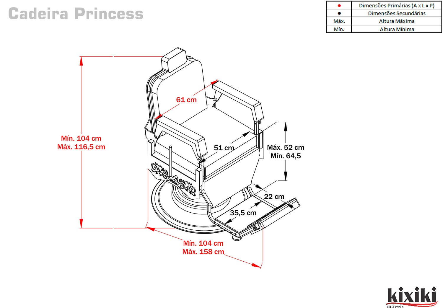 Cadeira Princess - Desenho Técnico