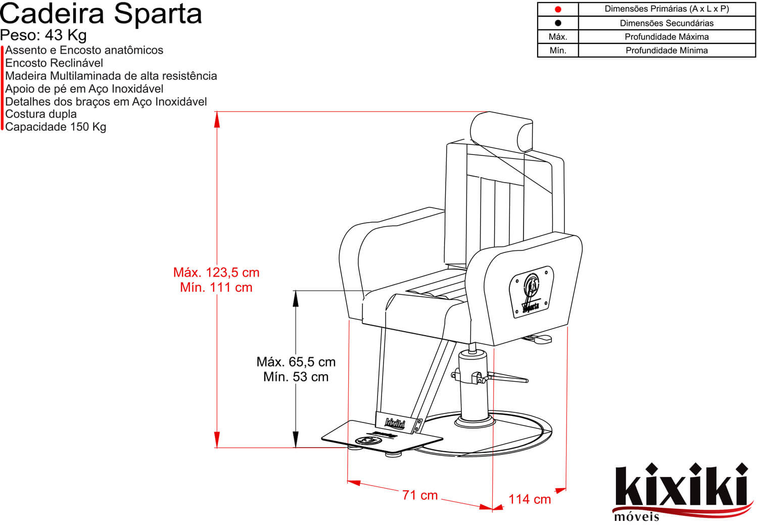 Cadeira Sparta Desenho tecnico