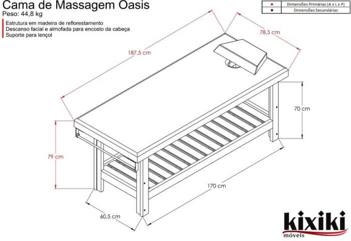 Cama de Massagem Oasis Desenho tecnico 1