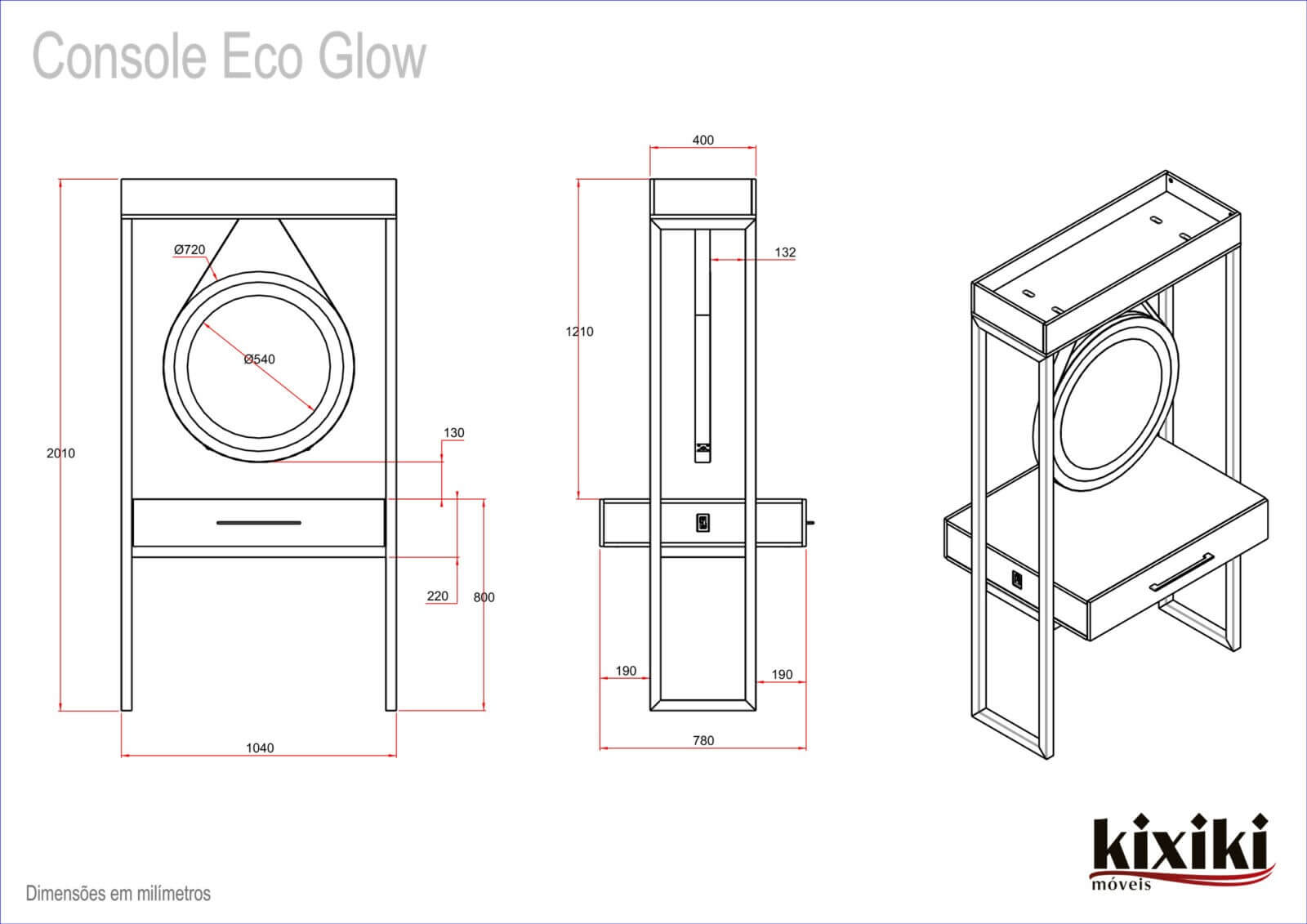 Console Eco Glow Duplo Desenho Tecnio