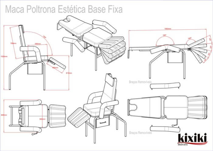 Desenho Tecnico Poltrona Maca Estetica Base Fixa 1