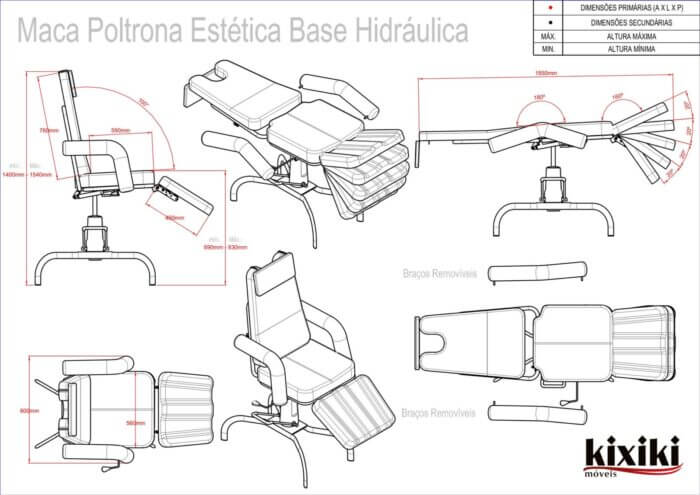 Desenho Tecnico Poltrona Maca Estetica Base Hidraulica 1