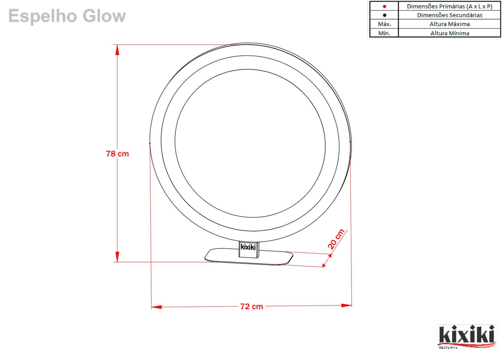 Espelho Glow Desenho Tecnico