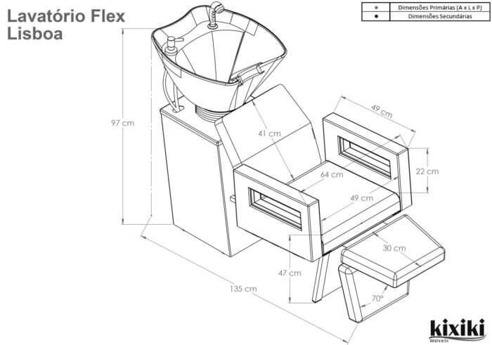 Lavatorio Flex Lisboa Descanso de Pernas Desenho Tecnico 1