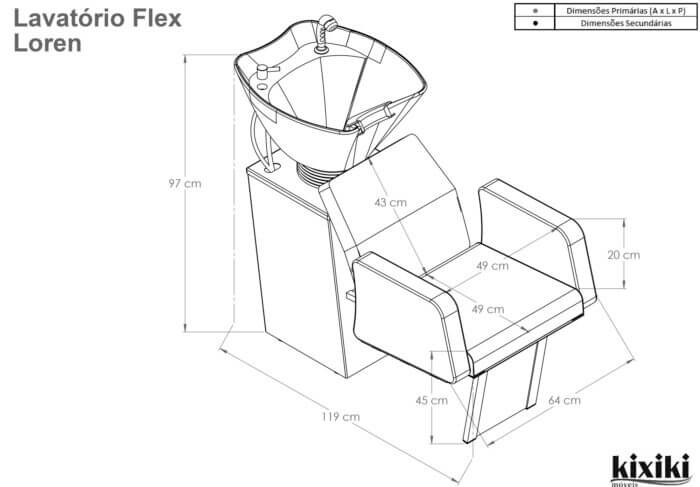 Lavatorio Flex Loren Desenho tecnico