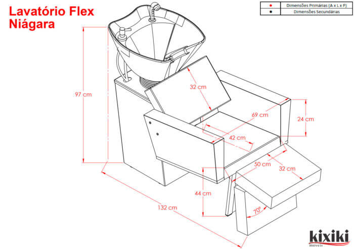 Lavatorio Flex Niagara Descanso de Pernas Desenho Tecnico 1