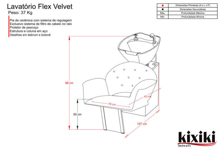 Lavatorio Flex Velvet Desenho tecnico 1